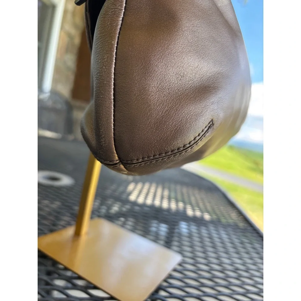Y2K Coach Soho Pleated Flap Metallic Bronze Leather Hobo Bag F17217 Medium